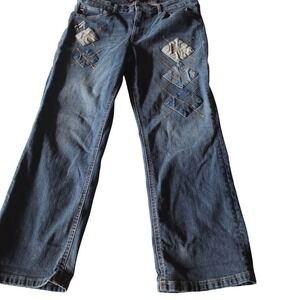 Tommy Hilfiger Tribeca Straight Ankle Jeans Patchwork Denim Blue Womens 14